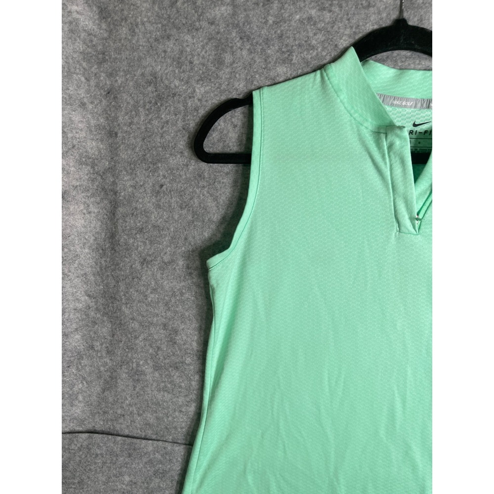 Nike Golf Dri-FIT Sleeveless Polo Shirt Mint Green Quarter Zip Womens Large - Picture 3 of 11